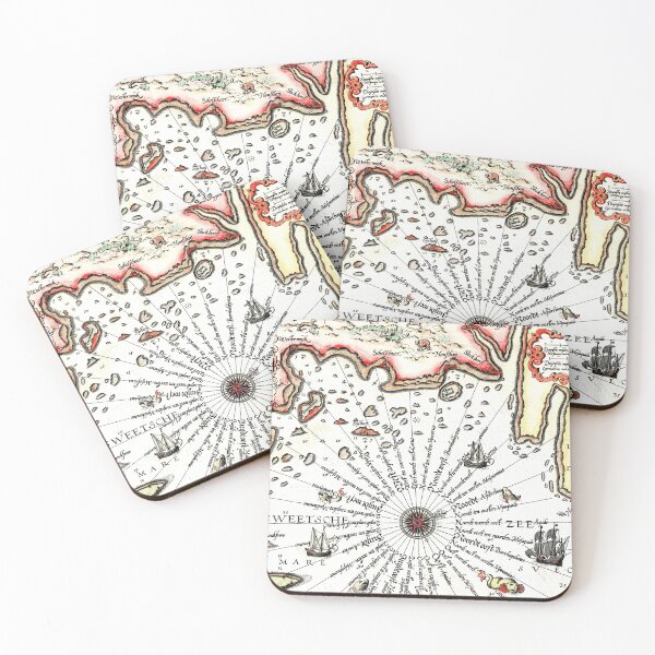 Item preview, 16th Century Map of Swedish Coastline with Compass Rose designed and sold by Pixelchicken.