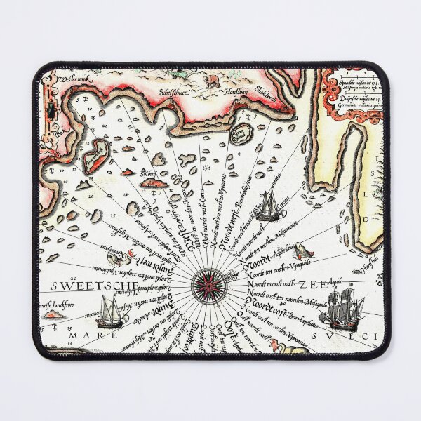 Item preview, 16th Century Map of Swedish Coastline with Compass Rose designed and sold by Pixelchicken.