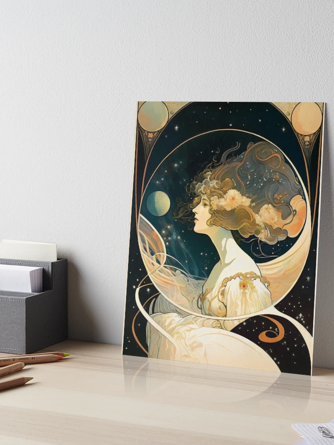Girl In Space Art Nouveau Alphonse Mucha Inspired Design