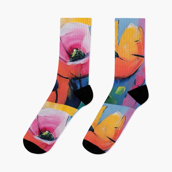 Item preview, Blazing Garden - Vibrant Poppies Bloom in a Riot of Pink Red and Yellow Against Lush Blues and Green designed and sold by OlfactoART Studio.