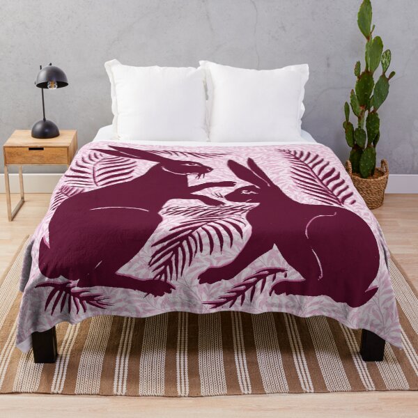 Item preview, William de Morgan Hares or Rabbits Pink Burgundy designed and sold by Pixelchicken.