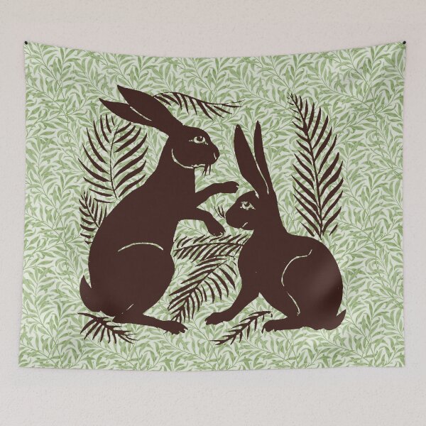 Item preview, William de Morgan Hares or Rabbits Green and Brown designed and sold by Pixelchicken.
