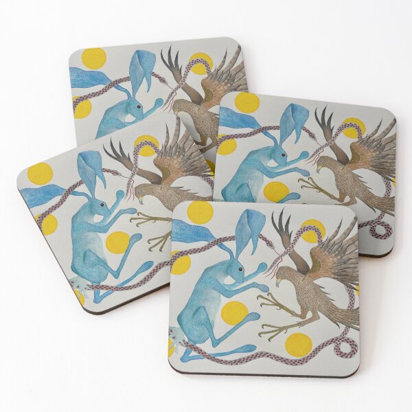 Item preview, Rabbit, Hawk & Snake have an animated conversation.  designed and sold by KakiDimock.