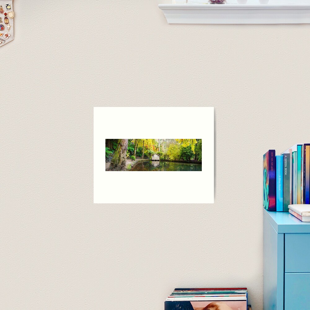 Boathouse in Autumn, Alfred Nicholas Gardens, Melbourne, Australia Art Print