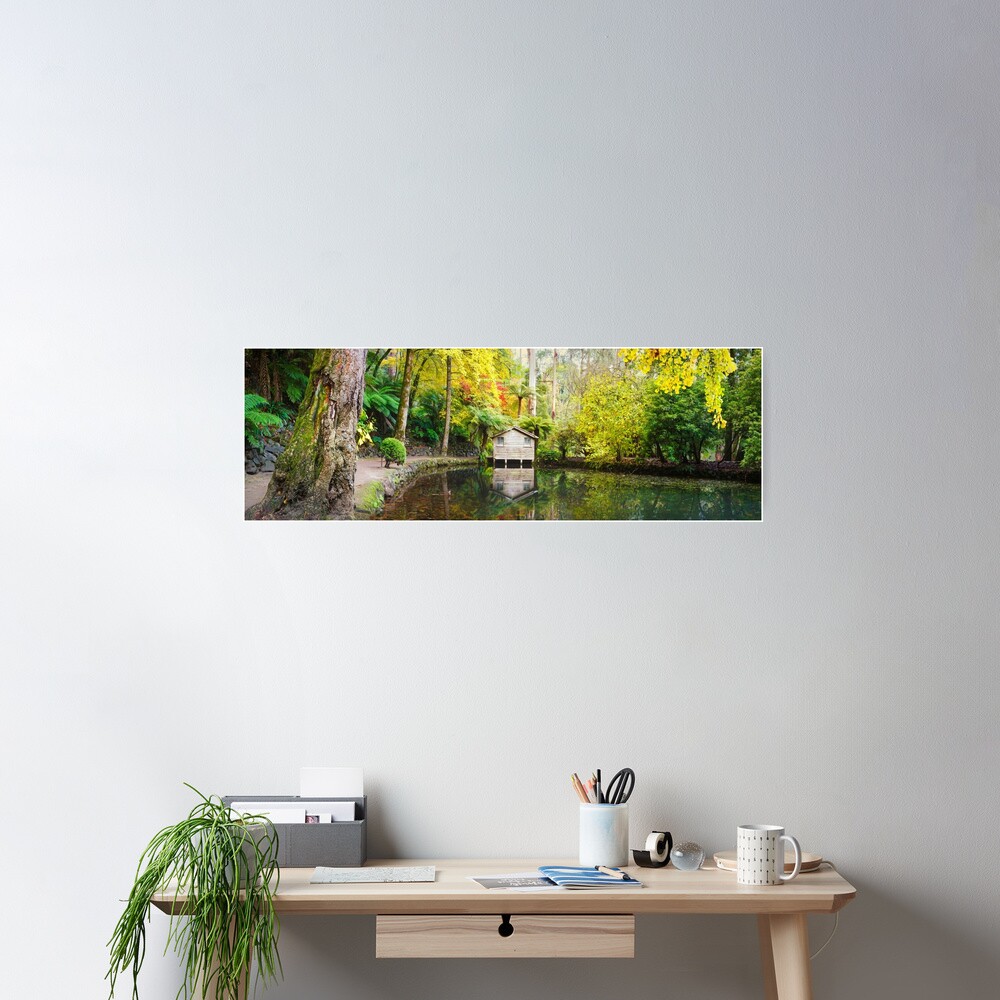 Boathouse in Autumn, Alfred Nicholas Gardens, Melbourne, Australia Poster