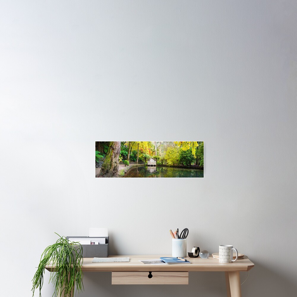 Boathouse in Autumn, Alfred Nicholas Gardens, Melbourne, Australia Poster