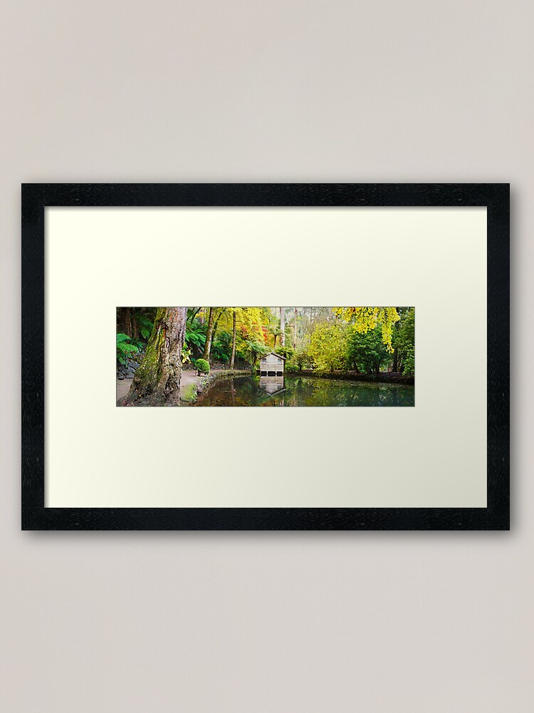 Alternate view of Boathouse in Autumn, Alfred Nicholas Gardens, Melbourne, Australia Framed Art Print