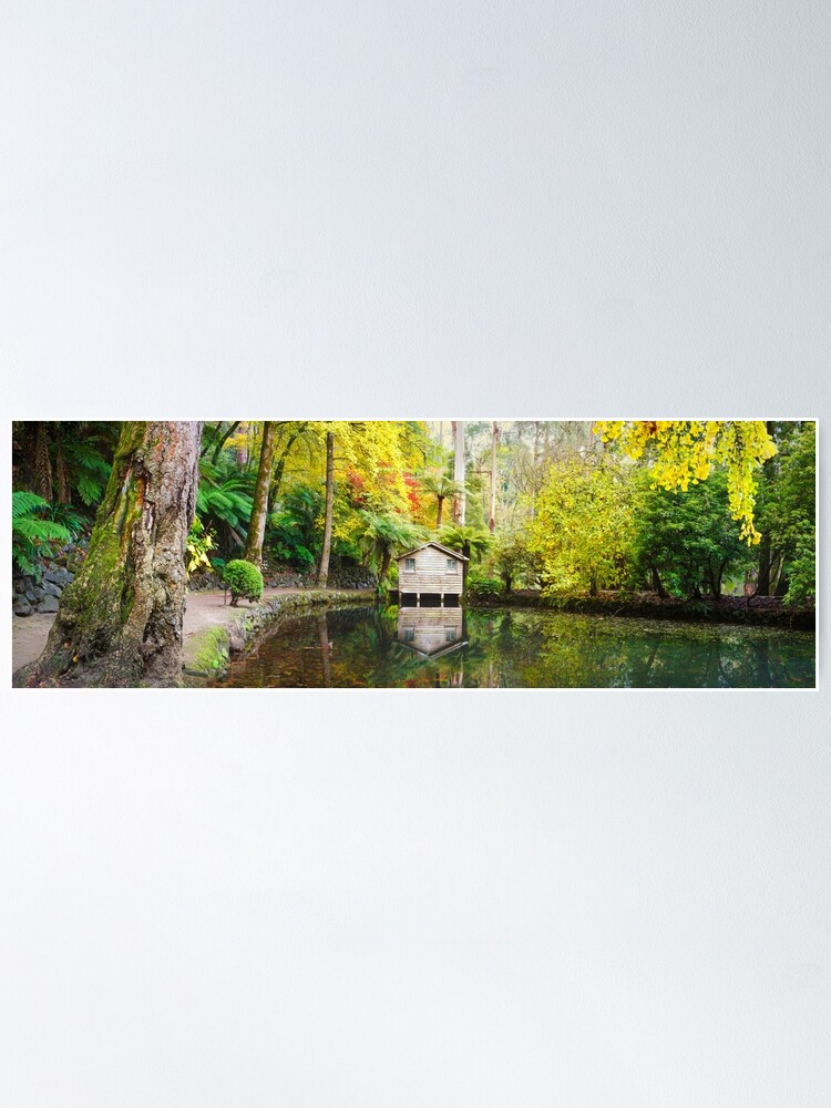 Alternate view of Boathouse in Autumn, Alfred Nicholas Gardens, Melbourne, Australia Poster