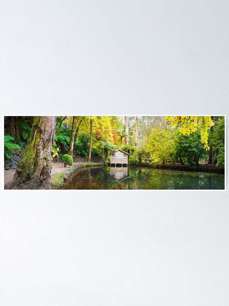 Alternate view of Boathouse in Autumn, Alfred Nicholas Gardens, Melbourne, Australia Poster