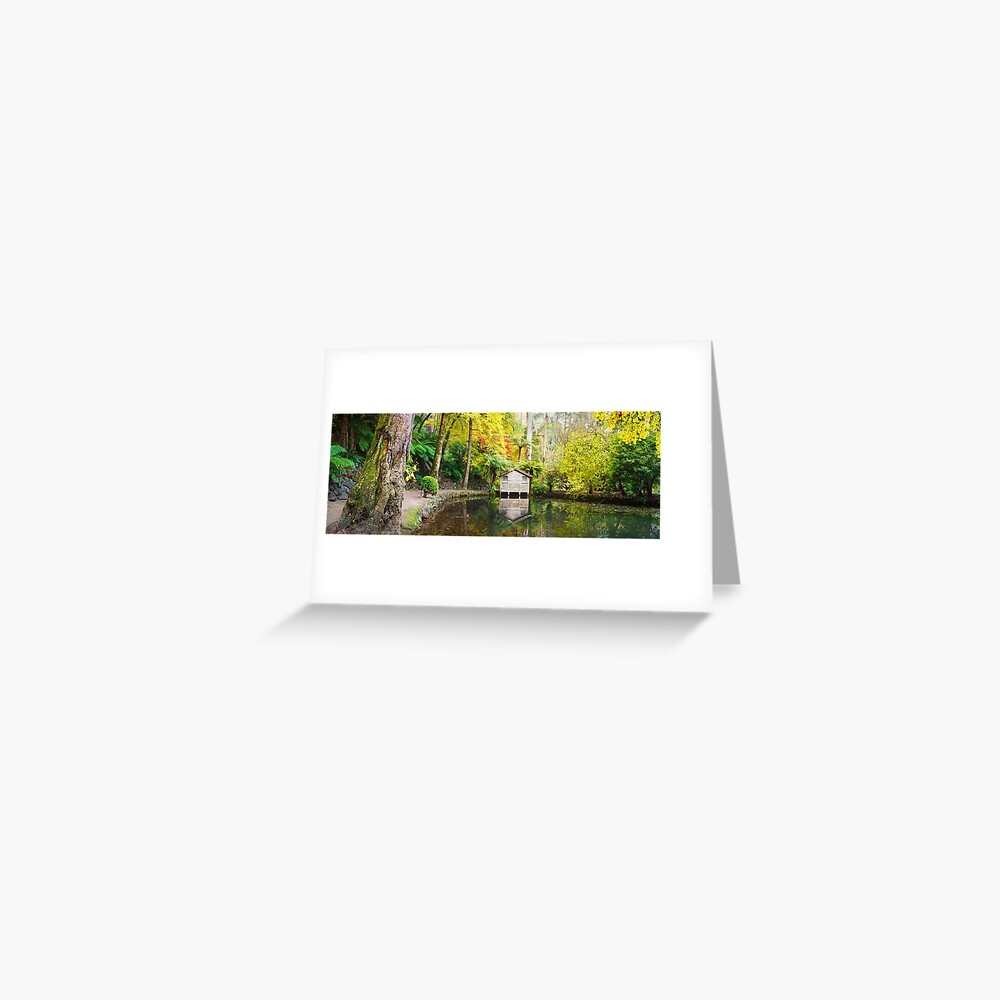 Boathouse in Autumn, Alfred Nicholas Gardens, Melbourne, Australia Greeting Card