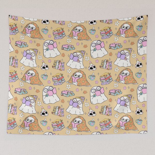 Item preview, Cute Bookish Ghost Pattern - Kawaii Cozy Reading Halloween Design designed and sold by Fantasy Cache.