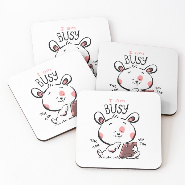 Item preview, i am busy - cute cartoon chubby bunny rabbit designed and sold by hayrpictures.