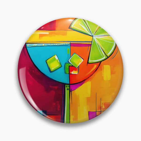Item preview, Delicias de cóctel de verano: copa vibrante con rodaja de lima sobre un fondo geométrico llamativo designed and sold by OlfactoART Studio.