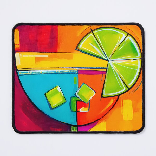 Item preview, Summer Cocktail Delight - Vibrant Glass with Lime Slice Set Against Bold Geometric Background designed and sold by OlfactoART Studio.