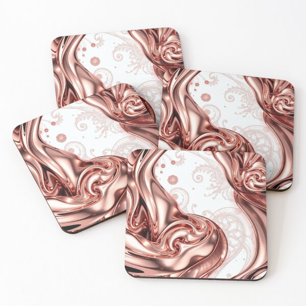 Item preview, Rose Gold Swirl – Glossy Fluid Abstract on White designed and sold by Harmonic_Layers.