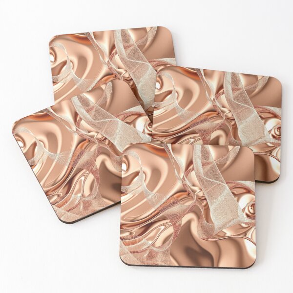 Item preview, Rose Gold Mesh Ribbons – Elegant Metallic Fluid Abstract designed and sold by Harmonic_Layers.