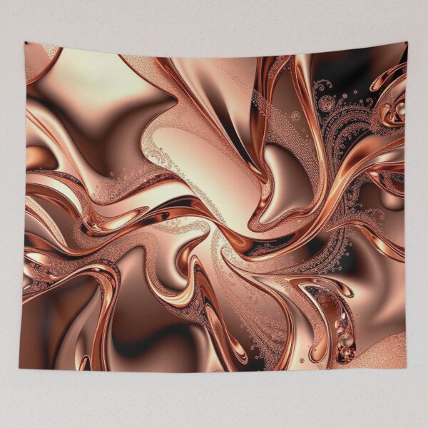 Item preview, Rose Gold Liquid Flow – Shiny Fluid Abstract with Bubbles designed and sold by Harmonic_Layers.