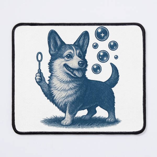 Item preview, Cute Corgi Blowing Bubbles - Whimsical Dog Art designed and sold by KateVil.