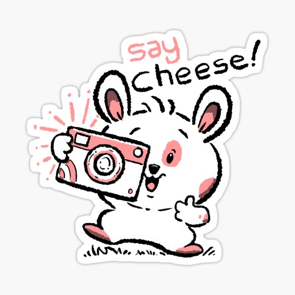 Item preview, say cheese - cute cartoon chubby bunny rabbit designed and sold by hayrpictures.