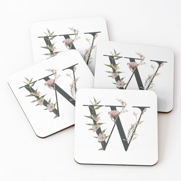 Item preview, Enchanting Floral W Monogram - Decorative Botanical Art Print designed and sold by Psycho-Crazy.
