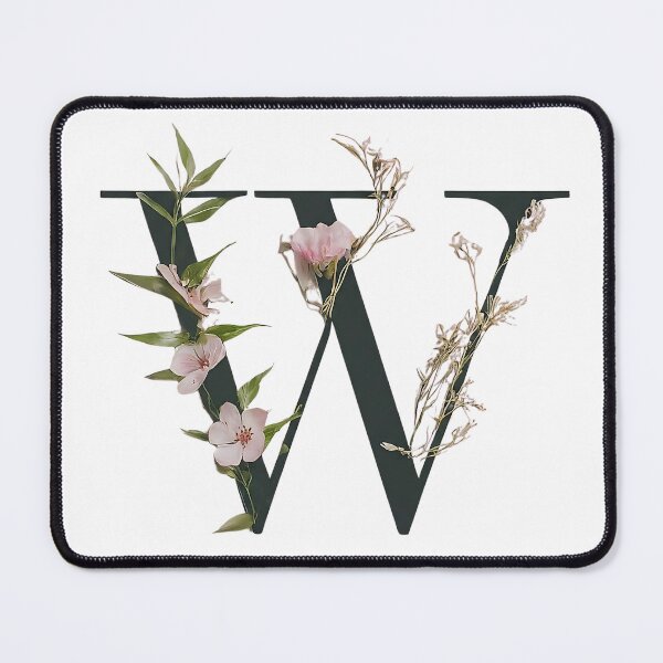 Item preview, Enchanting Floral W Monogram - Decorative Botanical Art Print designed and sold by Psycho-Crazy.