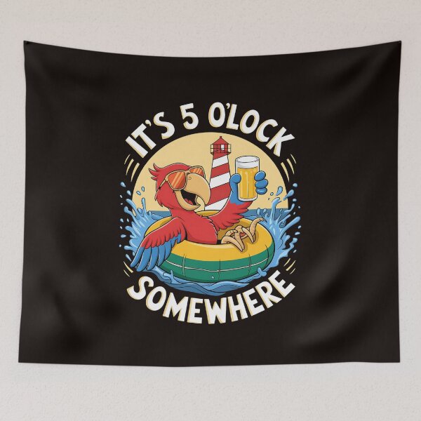 Item preview, It's 5 O'clock Somewhere Shirt Drinking Parrot Beach Summer designed and sold by MAKOPOKOShop.
