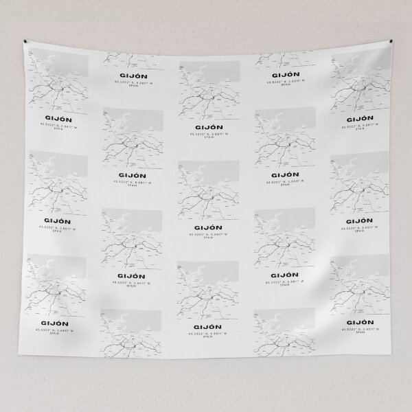 Item preview, Gijón Spain Minimalist Black & White Map Print designed and sold by RM-Journey.