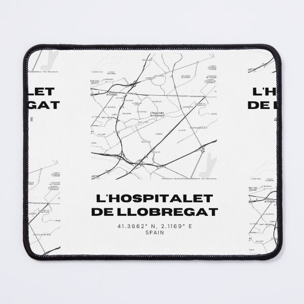 Item preview, L'Hospitalet de Llobregat Spain Minimalist Black & White Map Print designed and sold by RM-Journey.