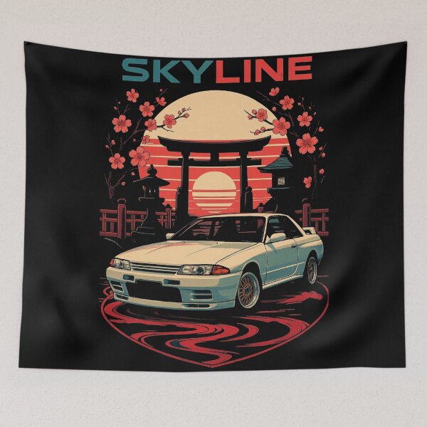 Item preview, Skyline R32 GTR – Japanese Sunset Drift Art | JDM Car Enthusiast Design designed and sold by TheArtOfCar.