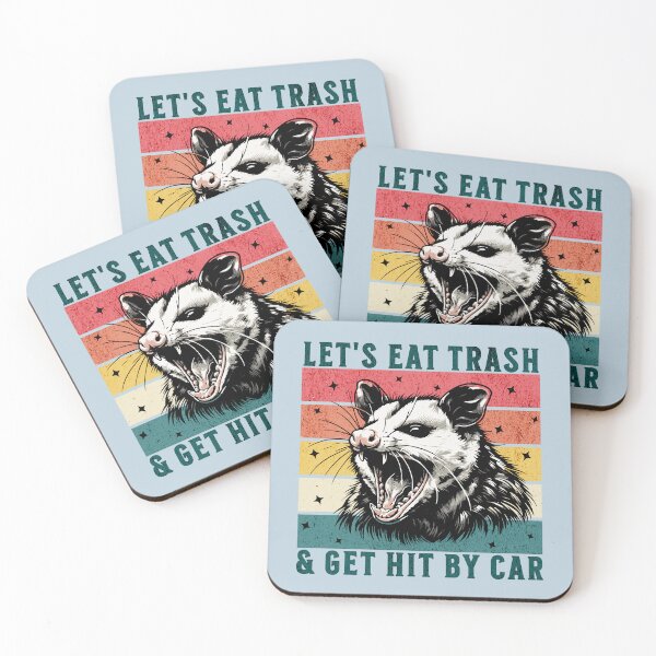 Item preview, Let's Eat Trash & Get Hit By Car Retro Possum Animal designed and sold by NosandEdgy.