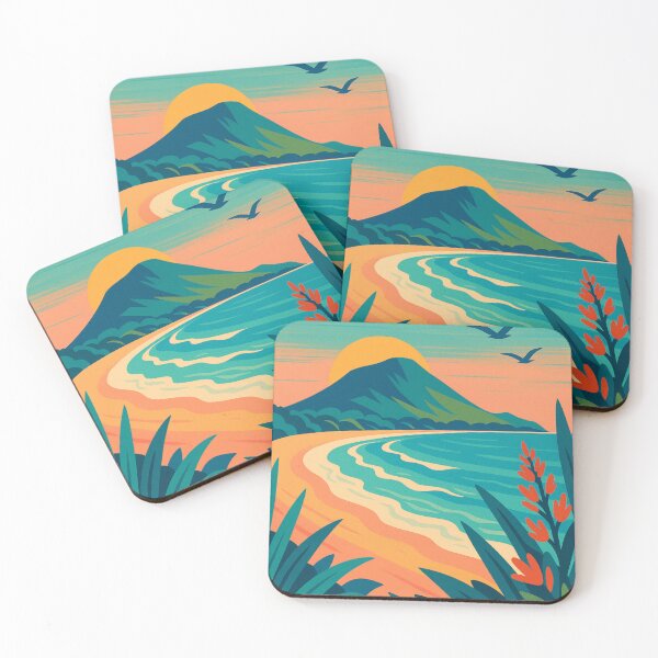 Item preview, Papamoa Coastal Sunrise with Native Plants and Mount Maunganui New Zealand designed and sold by Places On Earth.