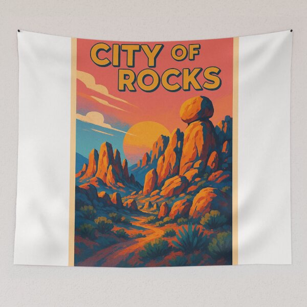 Item preview, City of Rocks New Mexico Desert Landscape with Hoodoos and Sunset Sky designed and sold by Places On Earth.