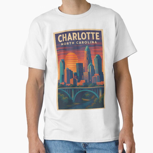 Aperçu de l'œuvre Skyline du centre-ville de Charlotte, Caroline du Nord, avec coucher de soleil et architecture urbaine créée et vendue par placesonearth.