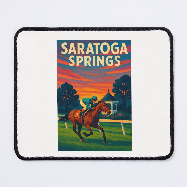 Item preview, Saratoga Springs New York Horse Racing Sunset Scene with Jockey designed and sold by Places On Earth.