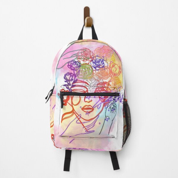 Item preview, Floral Reverence – Abstract Woman with Colorful Roses and Hands of Care designed and sold by ByMile.