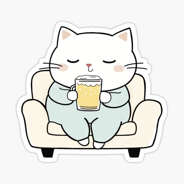 Artikel-Vorschau von Entspannende Katze mit Bier, designt und verkauft von Toriu.