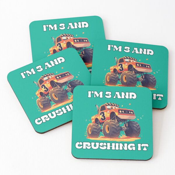 Item preview, "I'm 3 and Crushing It" - Toddler 3rd Birthday T-Shirt with Monster Truck Design designed and sold by momololo.