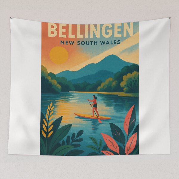 Item preview, Bellingen New South Wales River Paddleboarding Sunset Scene in Hinterland Australia designed and sold by Places On Earth.