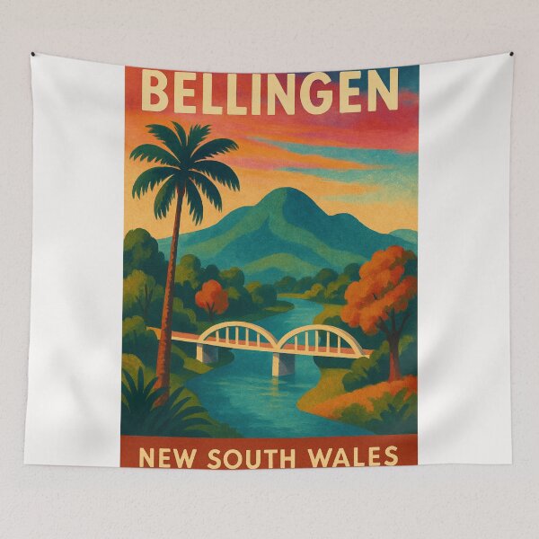 Item preview, Bellingen Australia Scenic Bridge and River View with Mountain Sunset New South Wales designed and sold by Places On Earth.