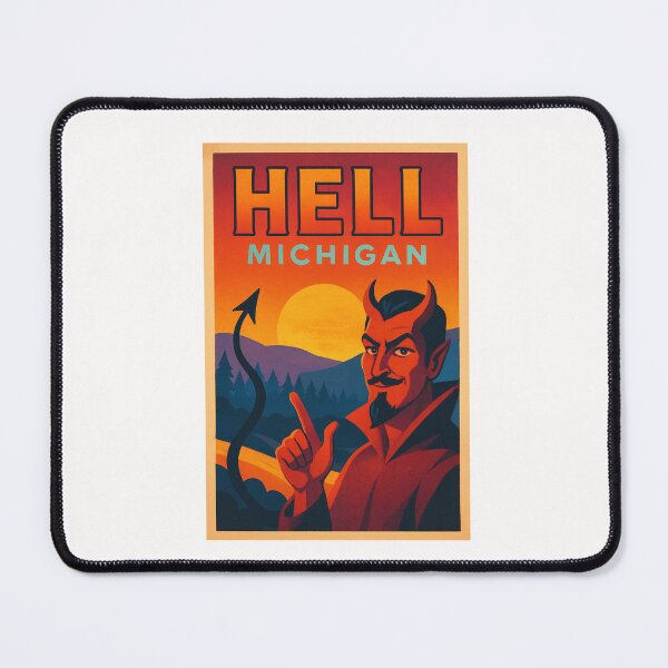 Item preview, Hell Michigan Humorous Travel Destination with Devil Character and Sunset Forest designed and sold by Places On Earth.