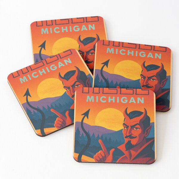 Item preview, Hell Michigan Humorous Travel Destination with Devil Character and Sunset Forest designed and sold by Places On Earth.