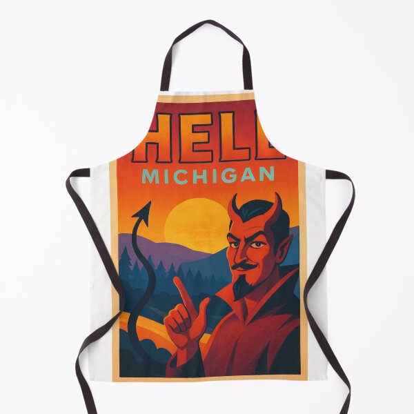 Item preview, Hell Michigan Humorous Travel Destination with Devil Character and Sunset Forest designed and sold by Places On Earth.