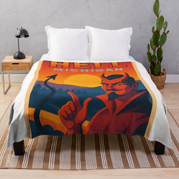 Item preview, Hell Michigan Humorous Travel Destination with Devil Character and Sunset Forest designed and sold by Places On Earth.
