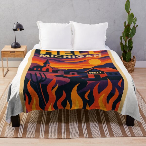 Item preview, Hell Michigan Scenic Sunset with Church and Cabin in Playful Town USA designed and sold by Places On Earth.