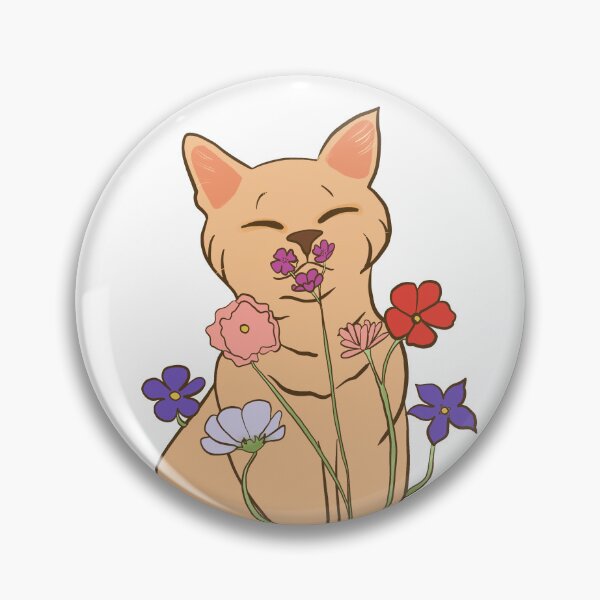 Item preview, Cat smelling flowers designed and sold by Ahyllin_Arte.