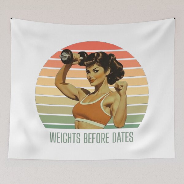Item preview, Weights Before Dates - Retro Fitness Woman designed and sold by Vicky021.