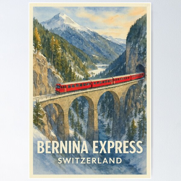 Item preview, Bernina Express Train Crossing Alpine Bridge designed and sold by Era-of-Traveler.