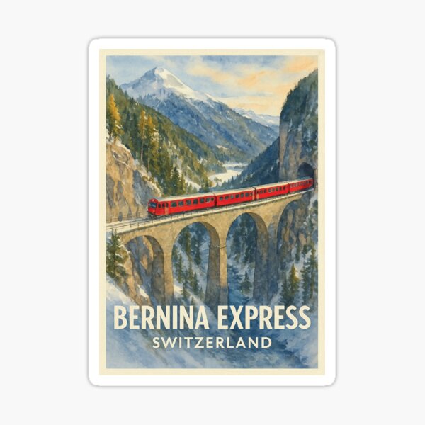 Artikel-Vorschau von Bernina Express Zug überquert Alpenbrücke, designt und verkauft von Era-of-Traveler.