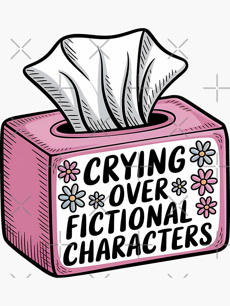 Thumbnail 3 of 3, Sticker, Crying Over Fictional Characters designed and sold by ukdigitalart.