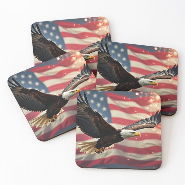 Item preview, Freedom in Flight: Bald Eagle with USA Flag & Fireworks for Independence Day designed and sold by WelSol.